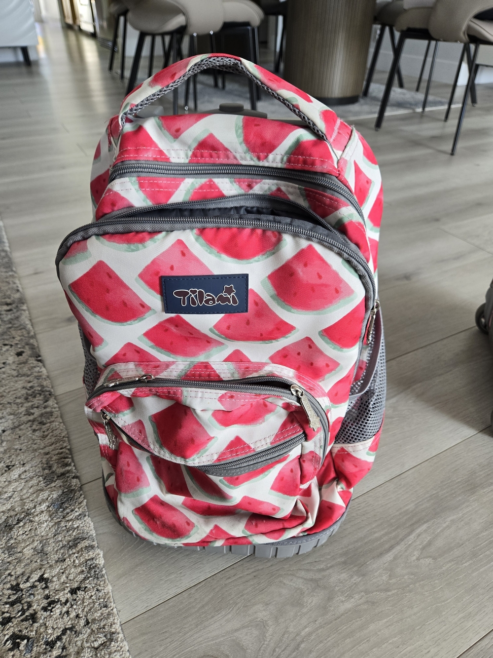 Kids Watermelon Print Backpack - Pink & White